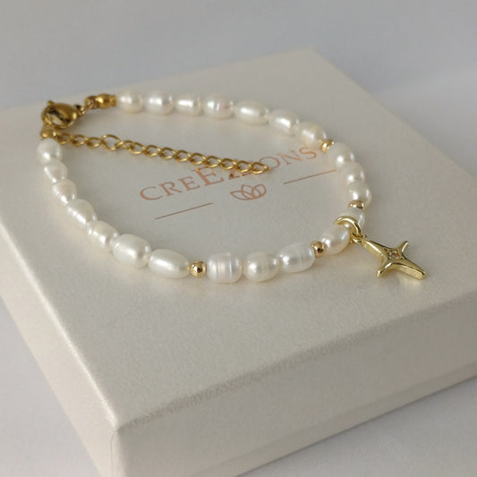 Armband met zoetwaterparels en noorderster