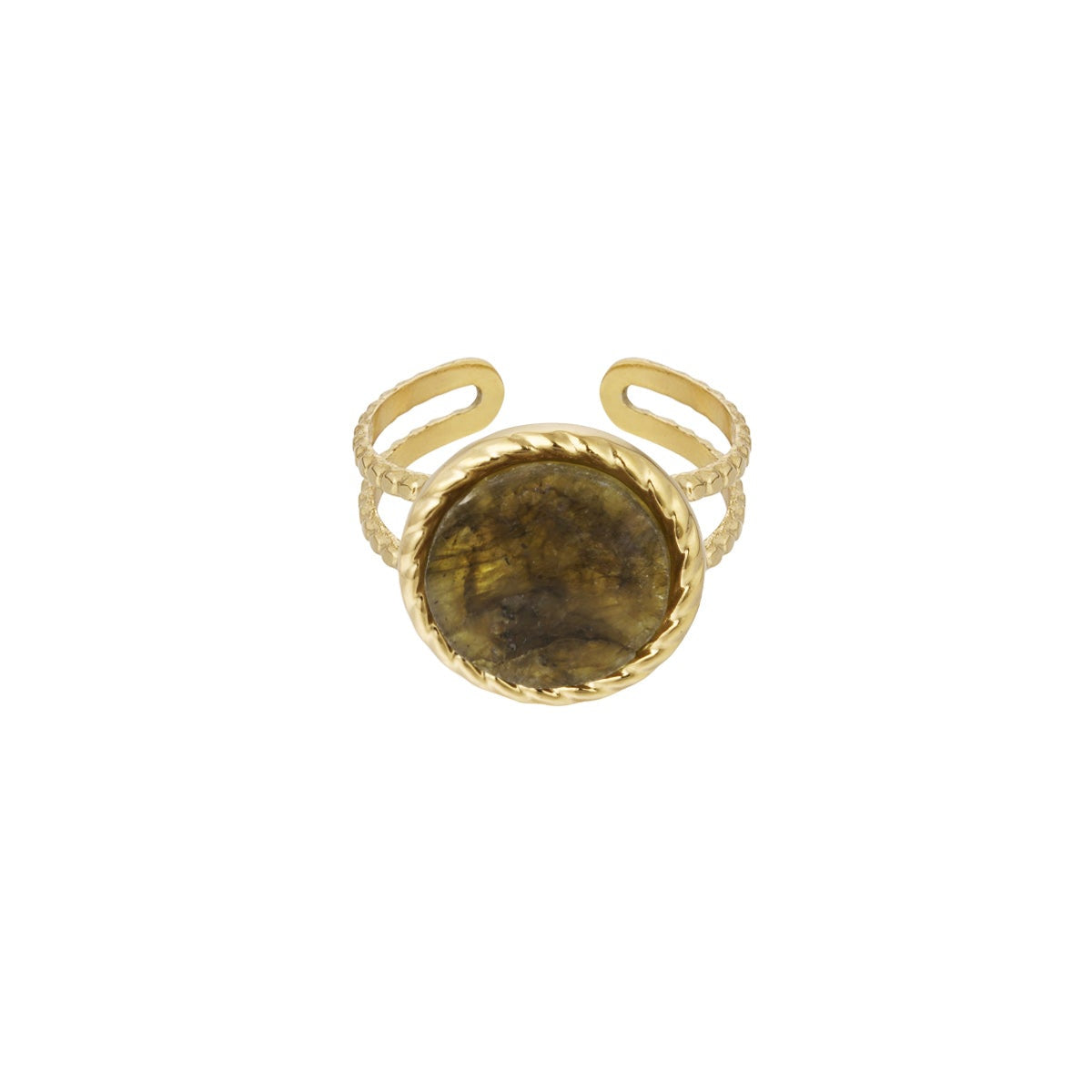 CreEZions RVS ring met natuursteen