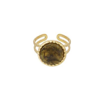 CreEZions RVS ring met natuursteen