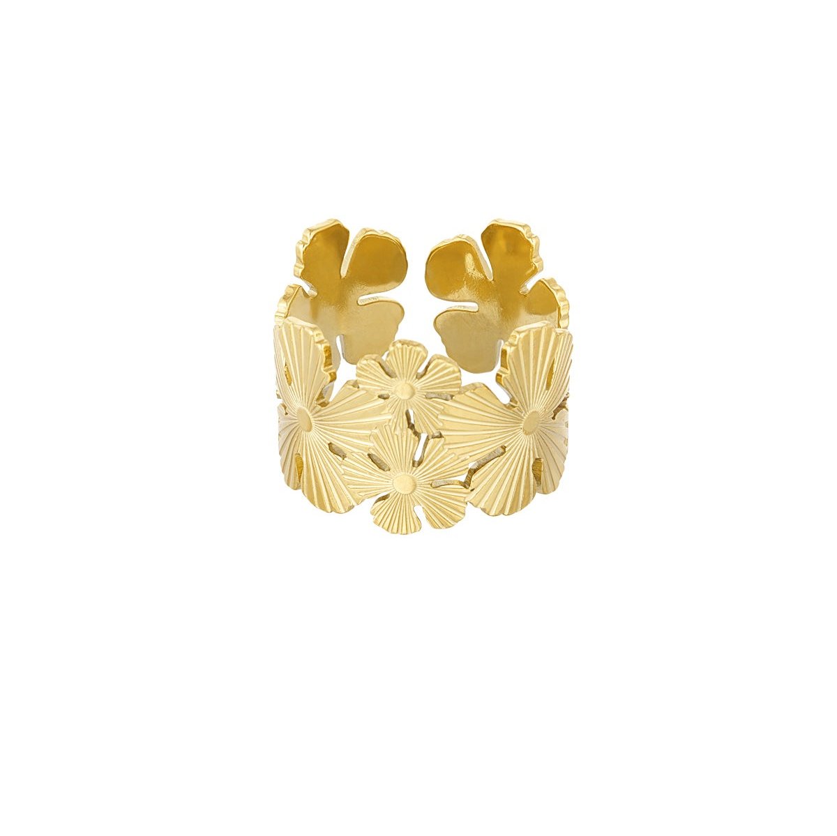 Statement-Ring mit Blumen