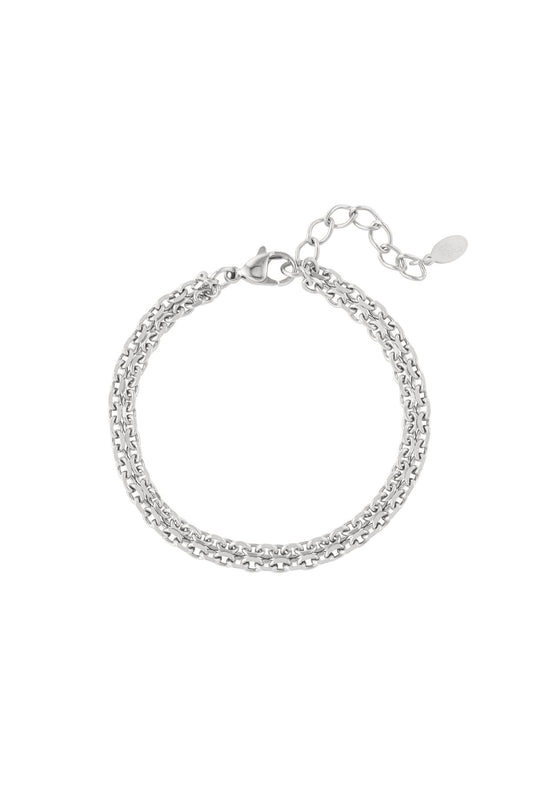 Stainless steel bracelet, coarse links, silver