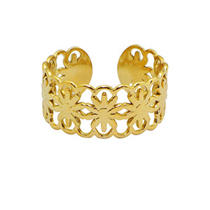 RVS ring met bloemenprint