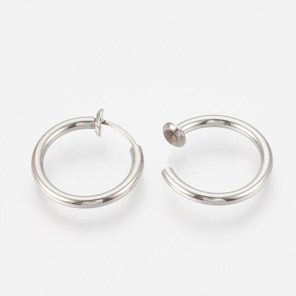 Clip oorbellen RVS zilver