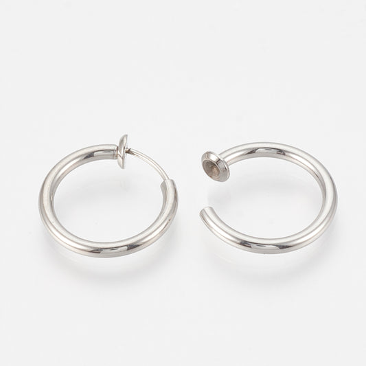 Clip oorbellen RVS zilver