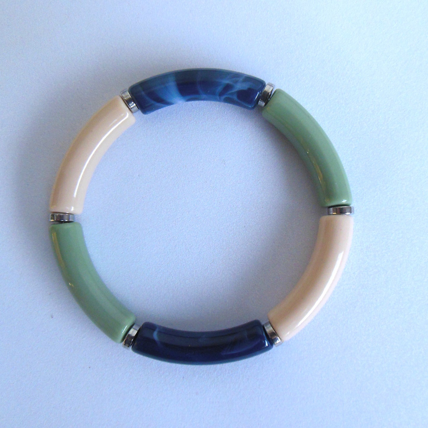 Tube armband beige/groen/blauw