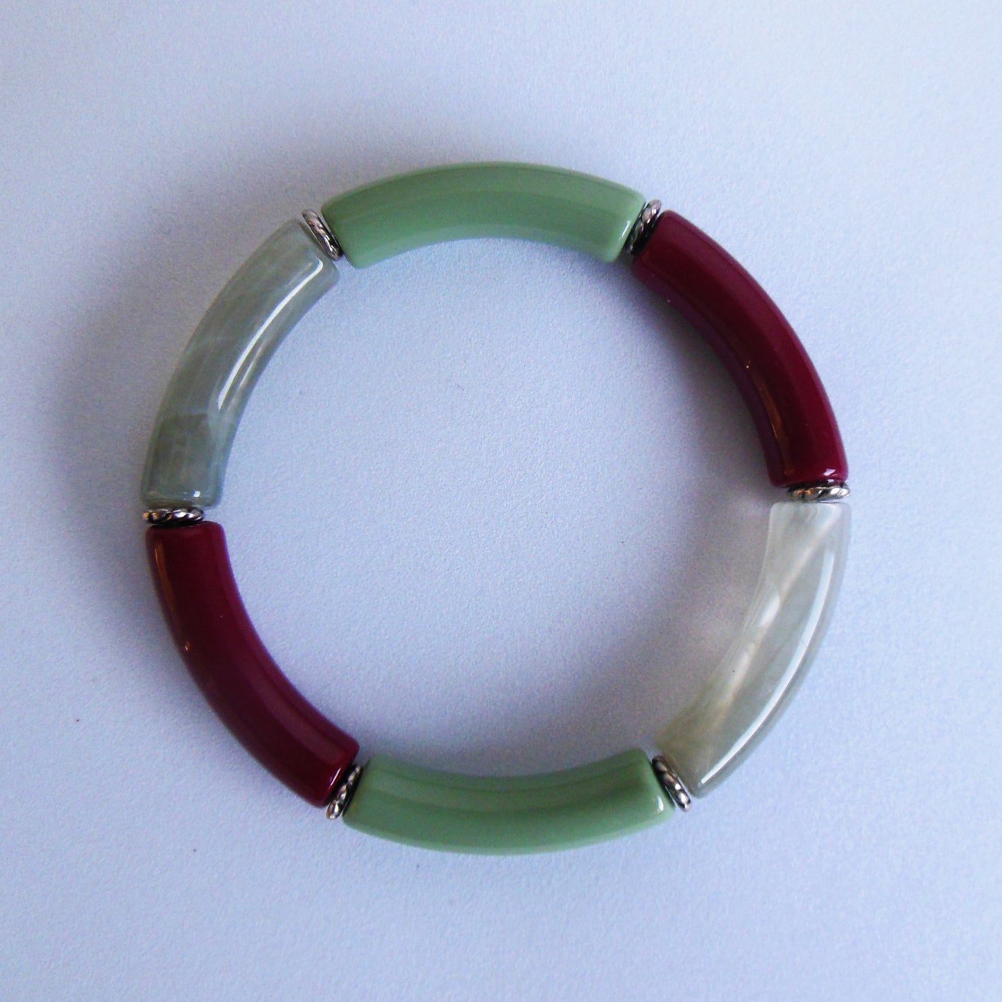 Tube armband grijs/groen/rood