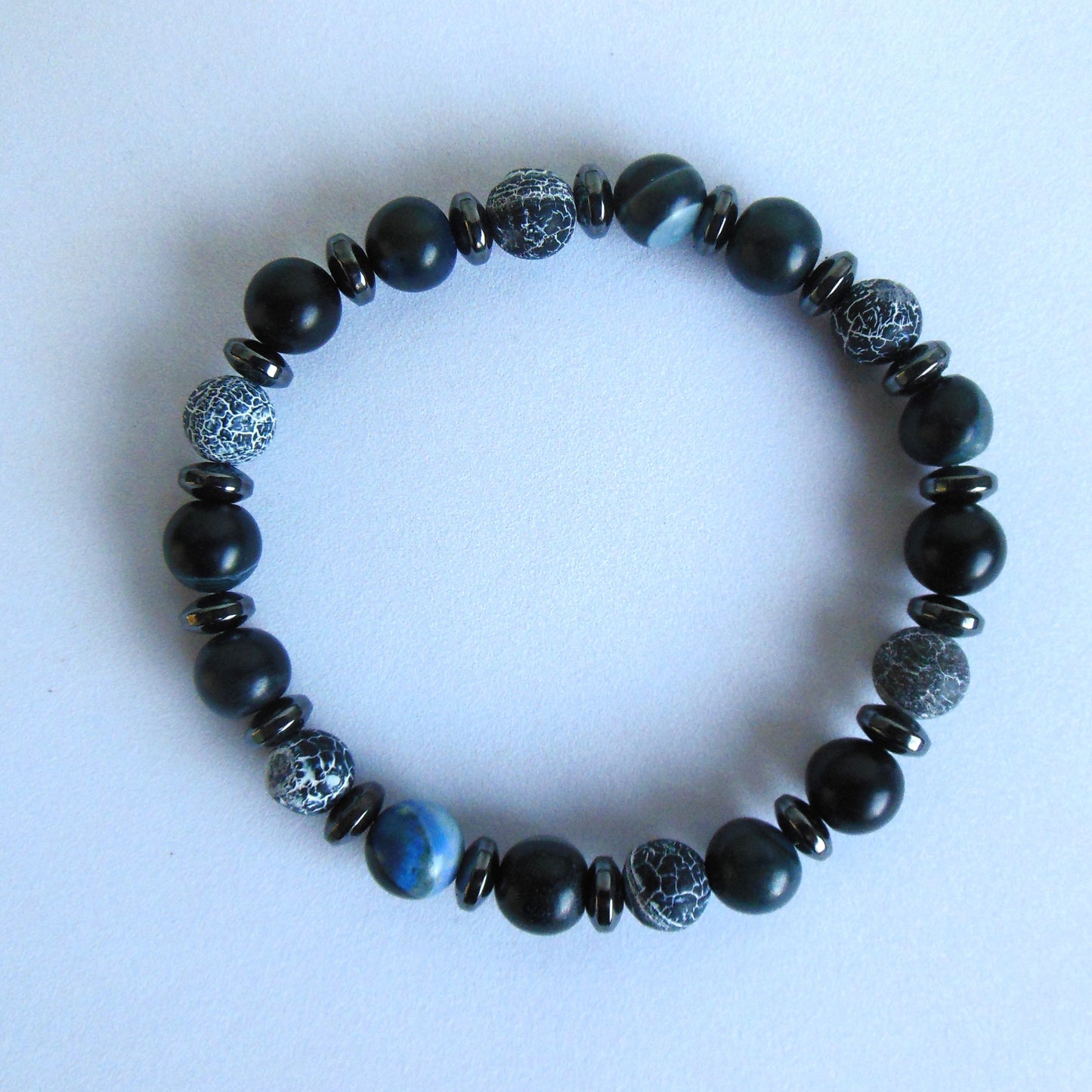 Kralenarmband met Agaat en blauwe Kwarts