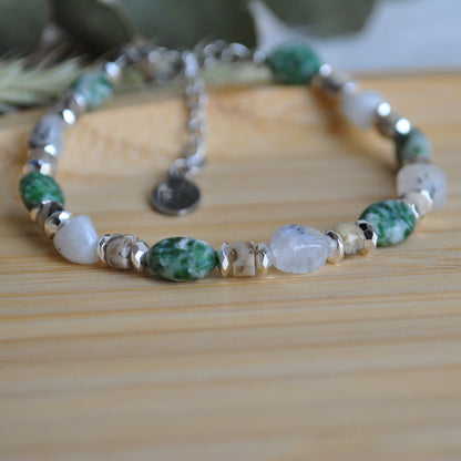 Bead bracelet with disc beads of Marble and Hematite