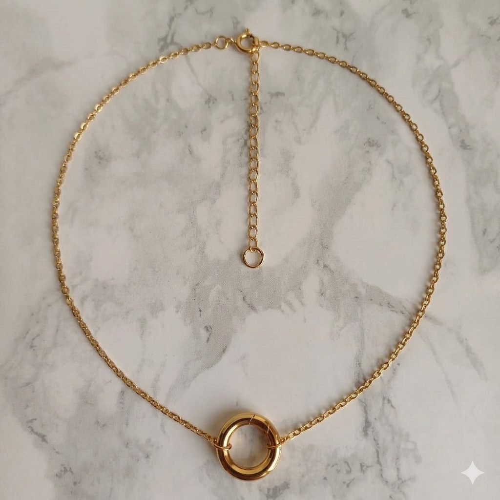 Mix & match ketting van RVS met spring gate sluiting goudkleurig