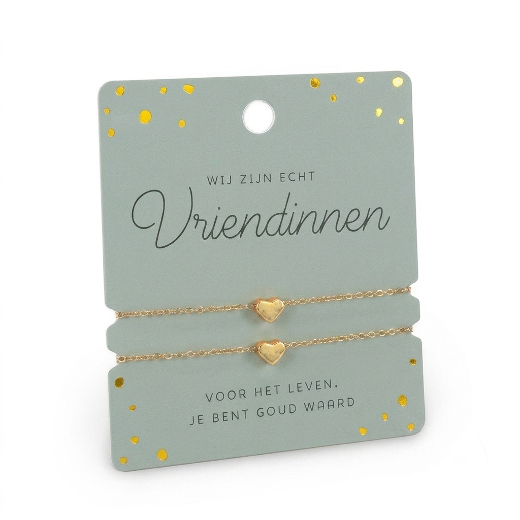 RVS vriendschapsarmbandjes met hartje – Voor altijd vriendinnen