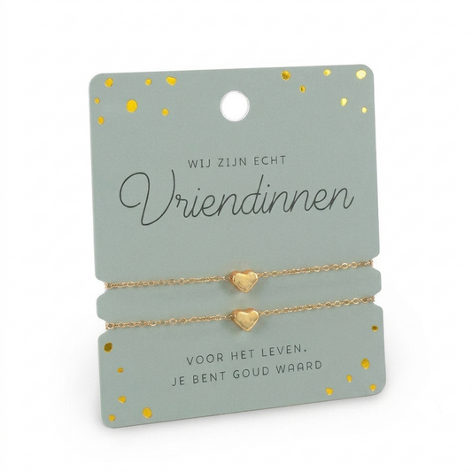 RVS vriendschapsarmbandjes met hartje – Voor altijd vriendinnen