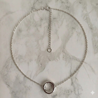 Mix & match ketting van RVS met spring gate sluiting zilverkleurig