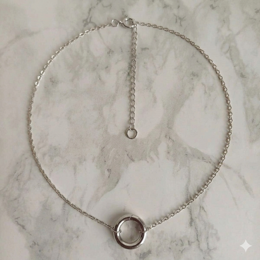 Mix & match ketting van RVS met spring gate sluiting zilverkleurig