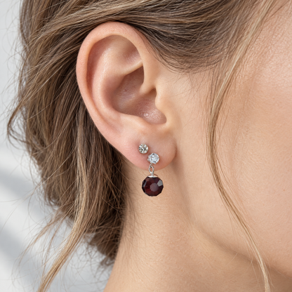 Oorstekers met granaat en zirkonia – 925 zilver of gold plated