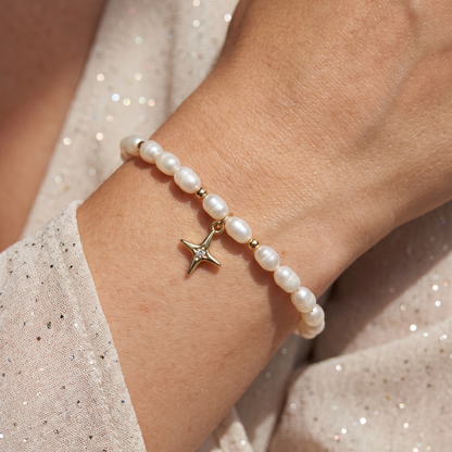 Armband met zoetwaterparels en noorderster