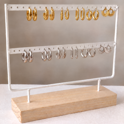 Oorbelrekje met houten voet – zwart of wit