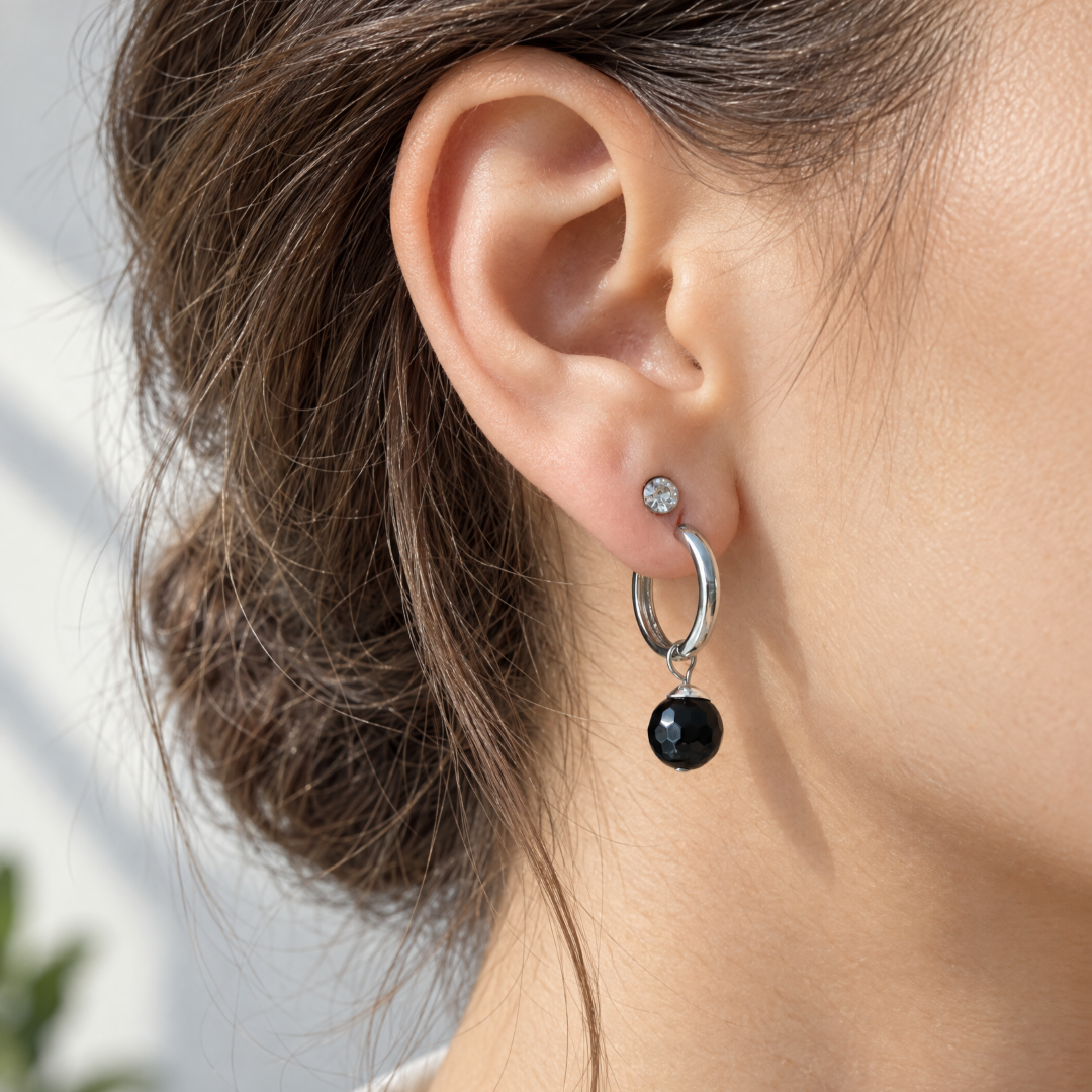 Oorbellen met zwarte onyx 14k gold filled of 925 zilver