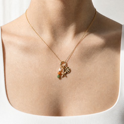 Mix & match ketting van RVS met spring gate sluiting goudkleurig