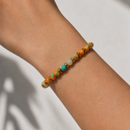 Armband met blauwe chalcedoon en oranje-blauwe turquoise