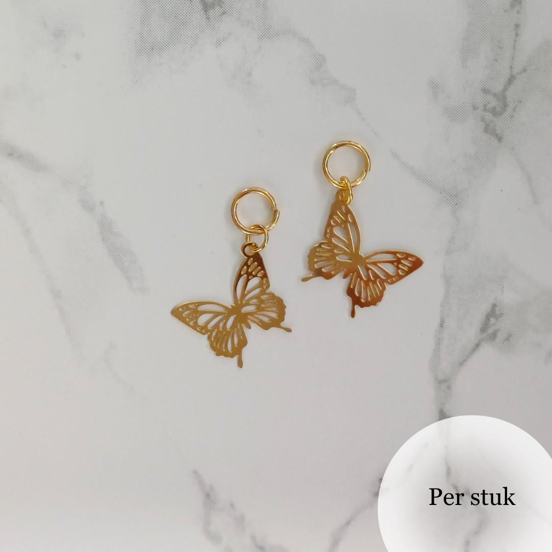 Mix & match oorbel bedel vlinder goudkleur