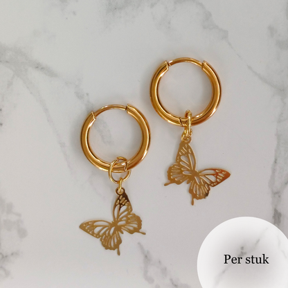 Mix & match oorbel bedel vlinder goudkleur