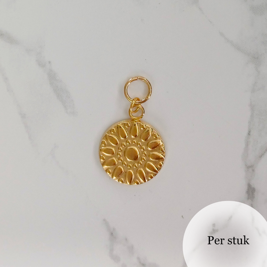 Mix & match oorbel bedel met bloempatroon goudkleur