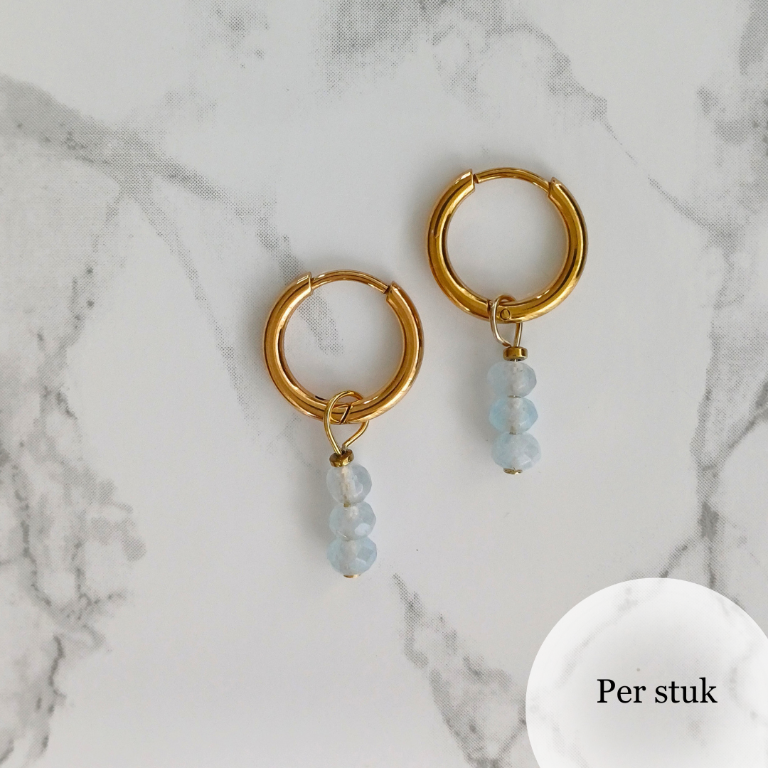 Mix & match oorbel bedel met blauw geslepen kwarts goudkleur