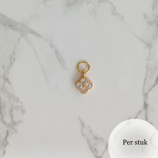Mix & match bloembedel met zirkonia – transparant