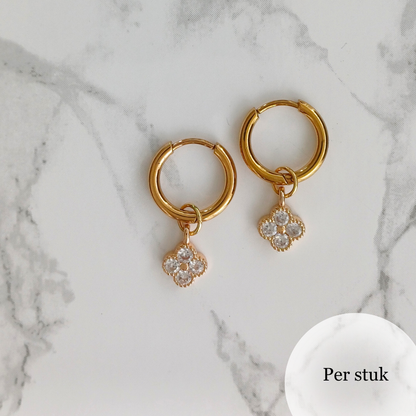 Mix & match bloembedel met zirkonia – transparant