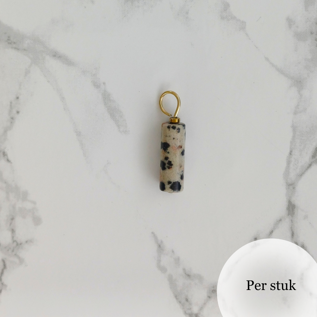 Mix & match bedel met staafvormige natuursteen Dalmatiër Jaspis