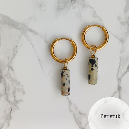 Mix & match bedel met staafvormige natuursteen Dalmatiër Jaspis