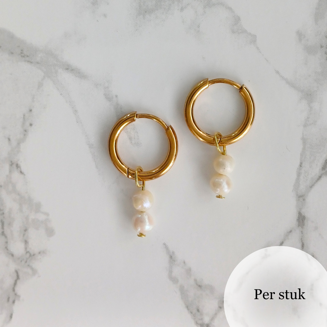 Mix & match bedel met kleine zoetwaterpareltjes goudkleur