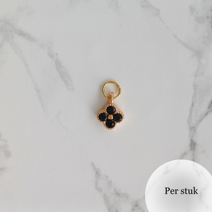 Mix & match bloembedel met zirkonia – zwart