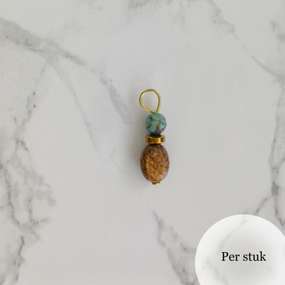 Mix & match bedel met Agaat en Jaspis goudkleur