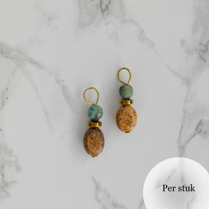 Mix & match bedel met Agaat en Jaspis goudkleur