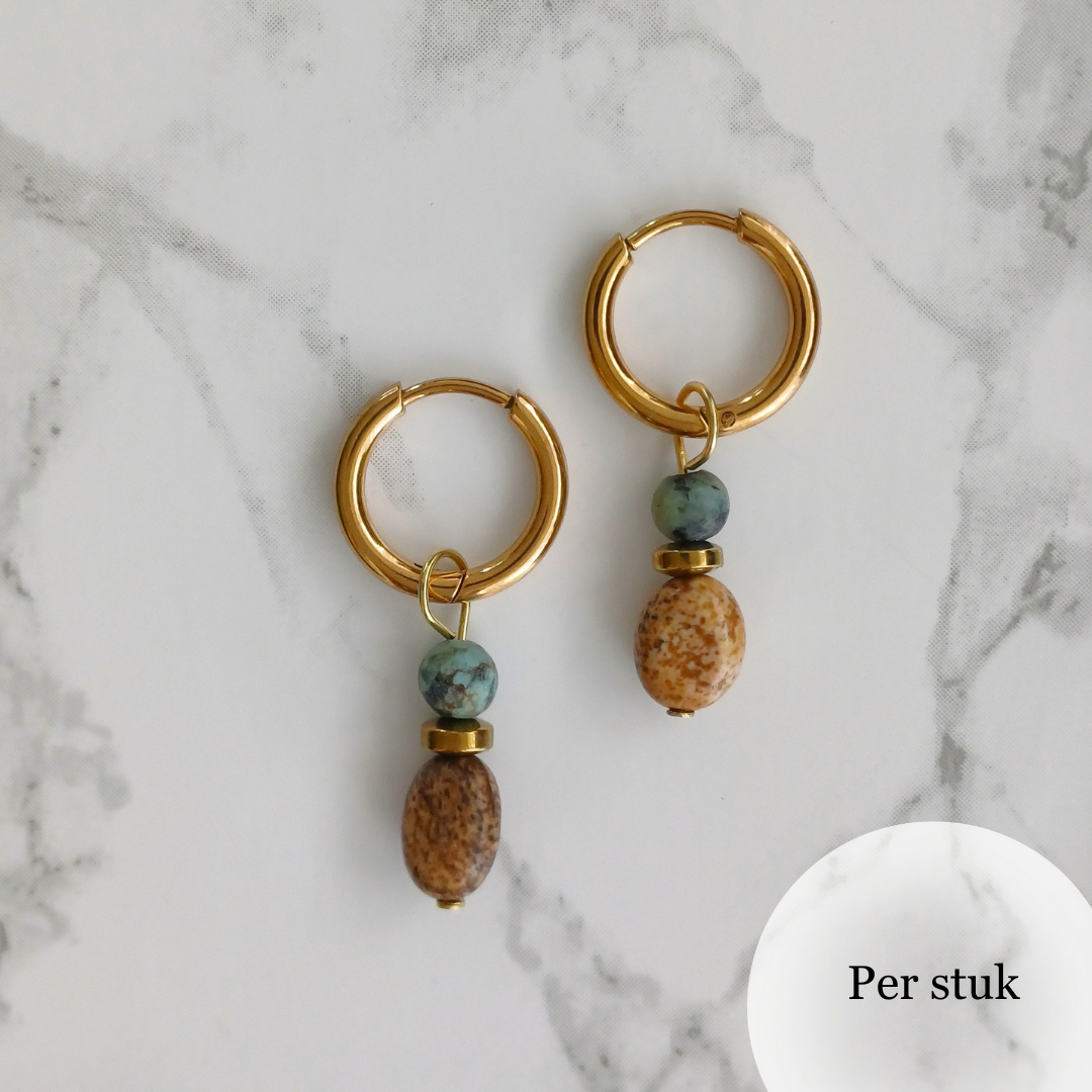 Mix & match bedel met Agaat en Jaspis goudkleur