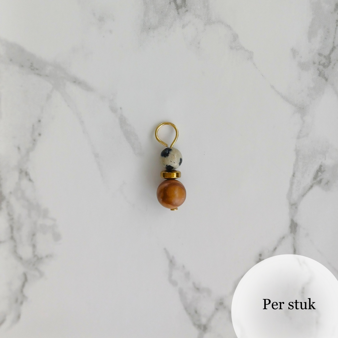 Mix & match bedel met grain stone & dalmatiër jaspis – natuurlijk & stijlvol goudkleur
