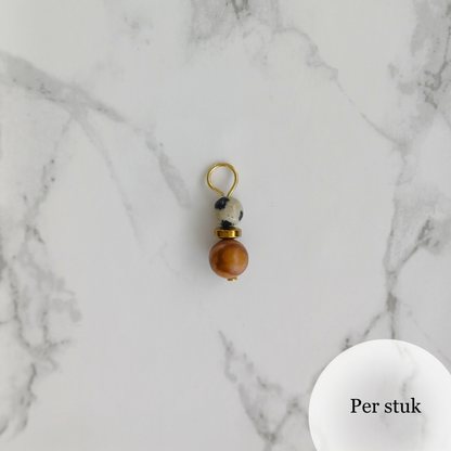 Mix & match bedel met grain stone & dalmatiër jaspis – natuurlijk & stijlvol goudkleur
