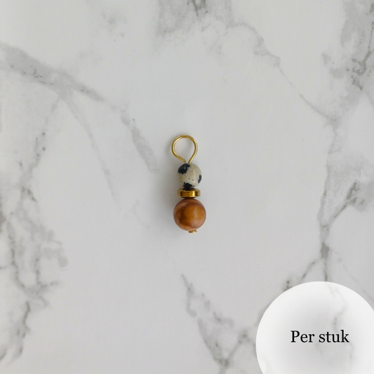 Mix & match bedel met grain stone & dalmatiër jaspis – natuurlijk & stijlvol goudkleur