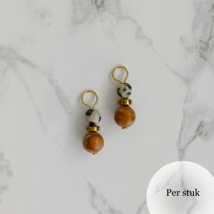 Mix & match bedel met grain stone & dalmatiër jaspis – natuurlijk & stijlvol goudkleur