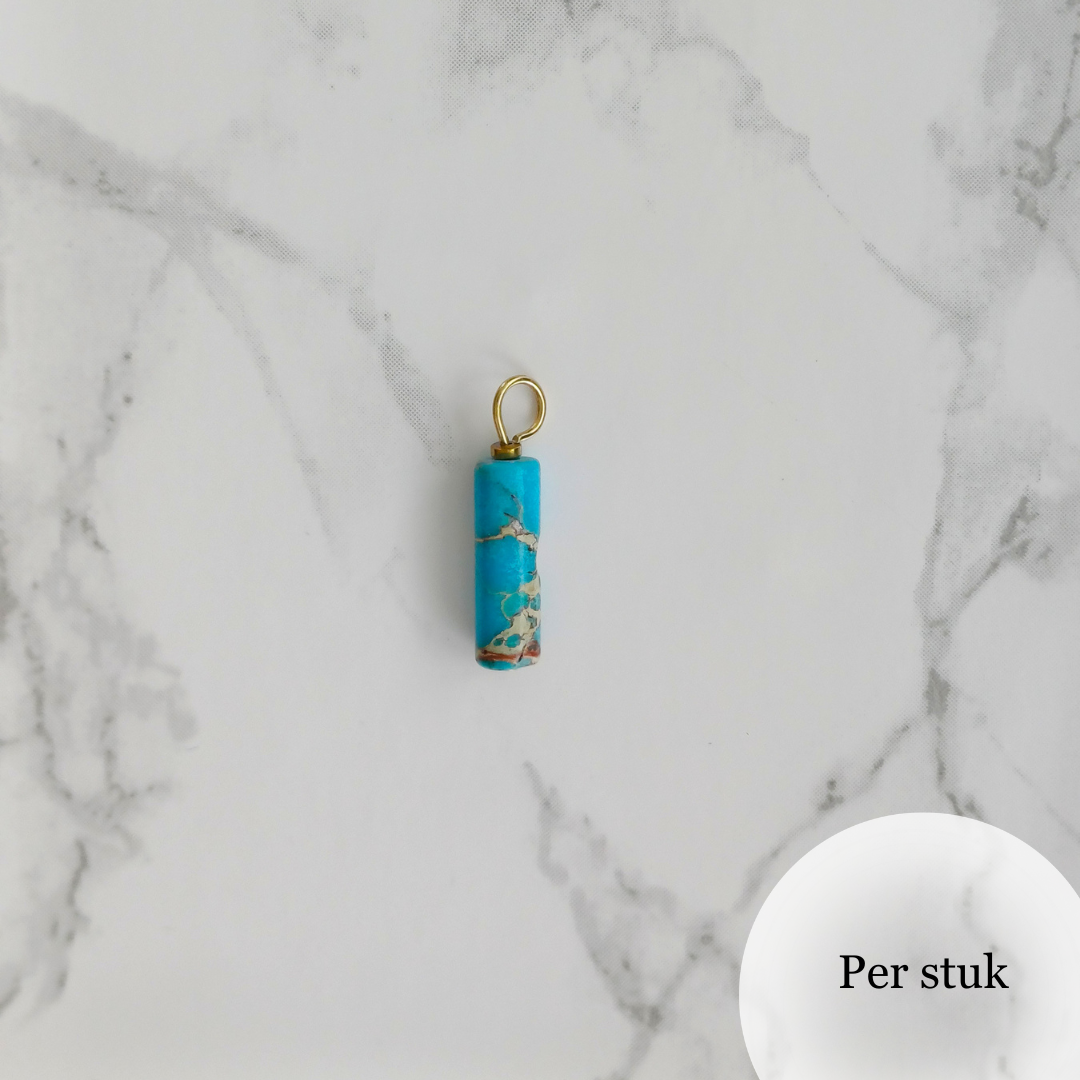 Mix & match oorbel bedel staafvormige blauwe natuursteen goudkleur