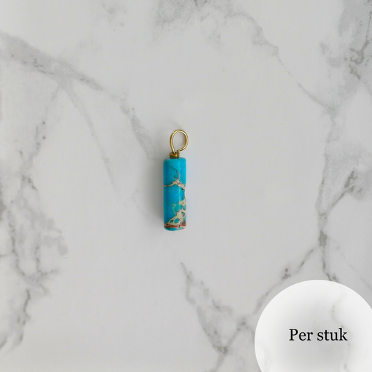 Mix & match oorbel bedel staafvormige blauwe natuursteen goudkleur