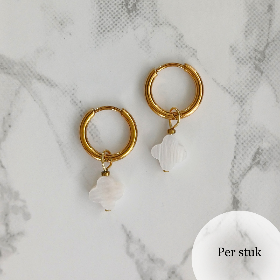 Mix & match bedel met schelp klavertje goudkleur