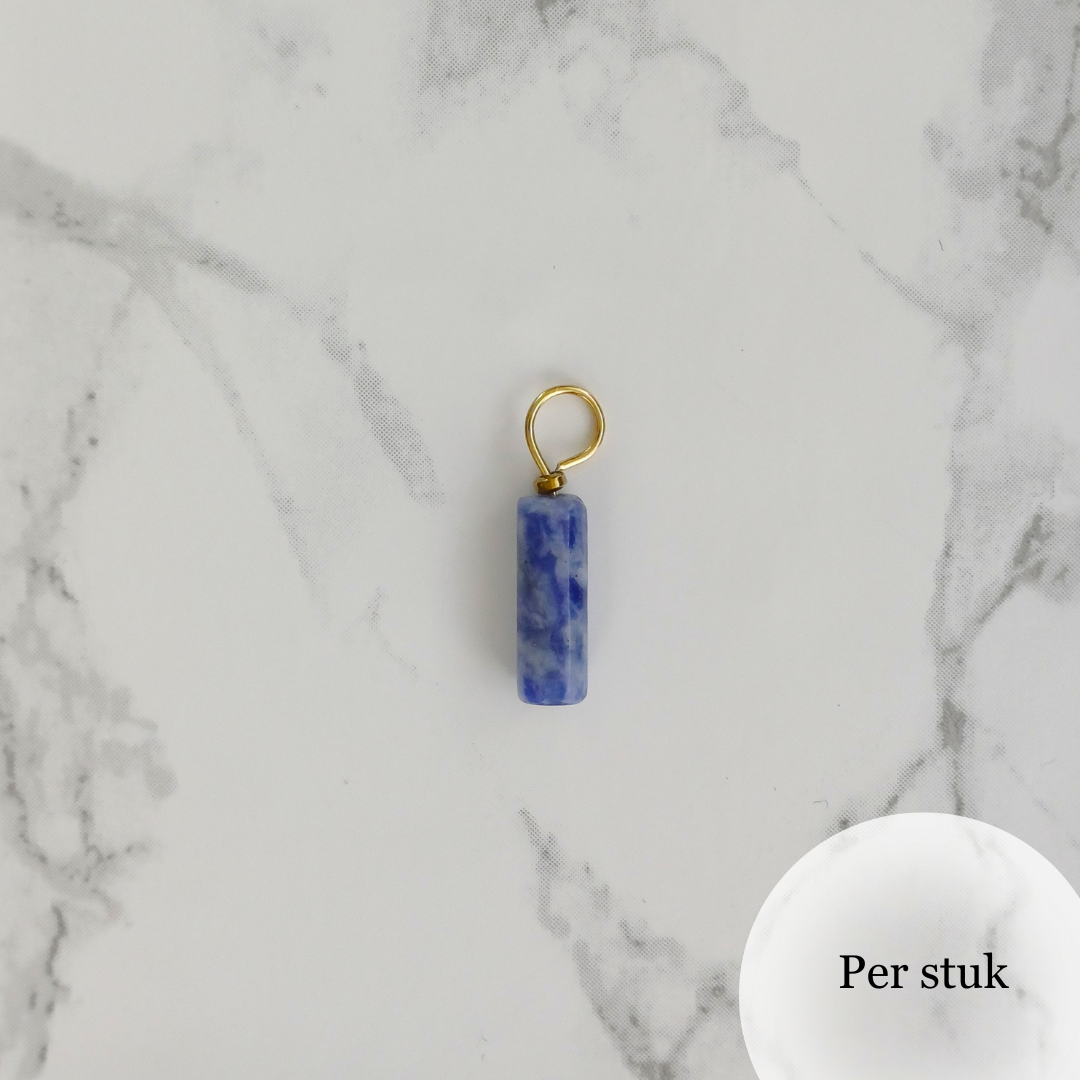 Mix & match oorbel bedel staafvormige Sodaliet goudkleur