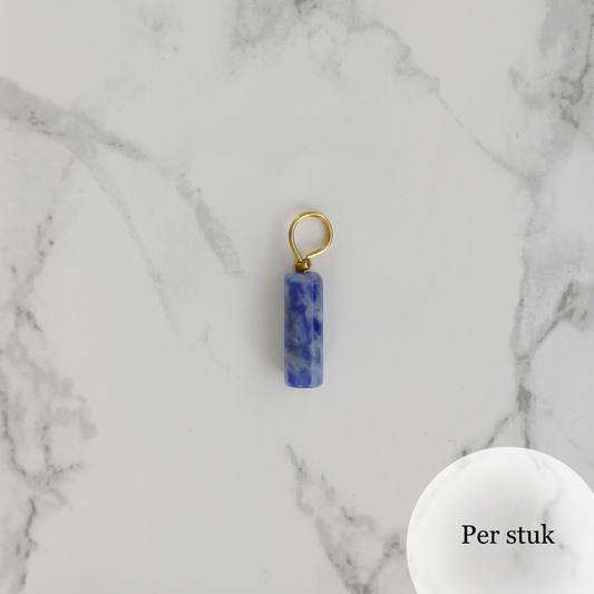 Mix & match oorbel bedel staafvormige Sodaliet goudkleur