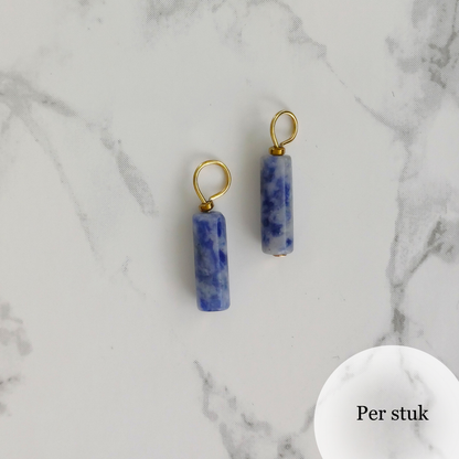 Mix & match oorbel bedel staafvormige Sodaliet goudkleur