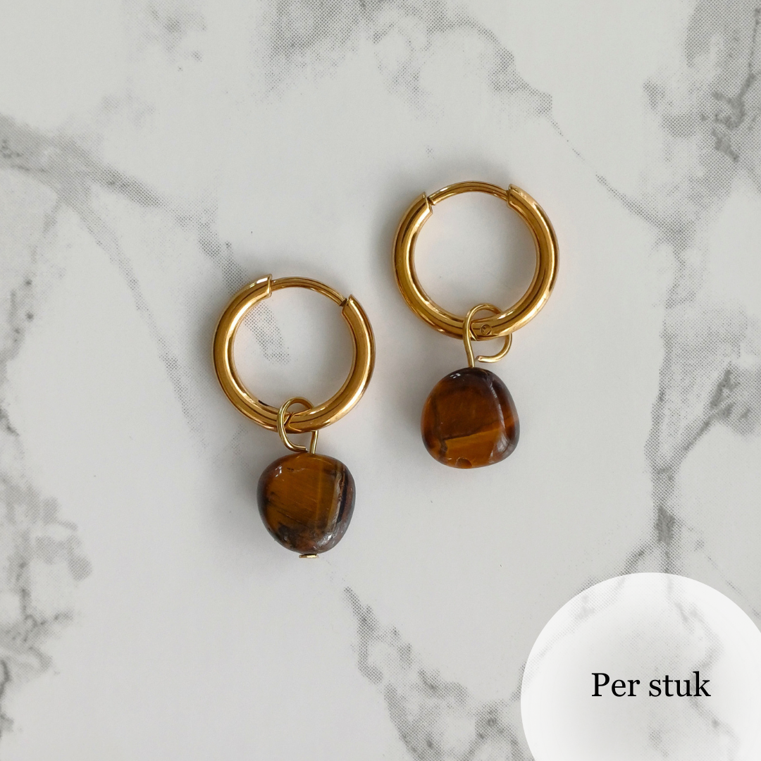 Mix & match oorbel bedels met tijgeroog goudkleur