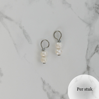 Mix & match bedel met kleine zoetwaterpareltjes zilverkleur