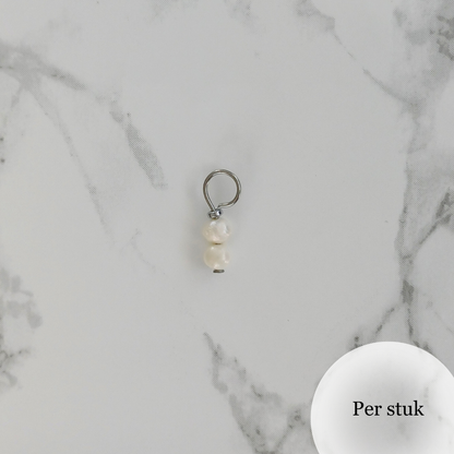 Mix & match bedel met kleine zoetwaterpareltjes zilverkleur