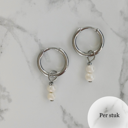 Mix & match bedel met kleine zoetwaterpareltjes zilverkleur
